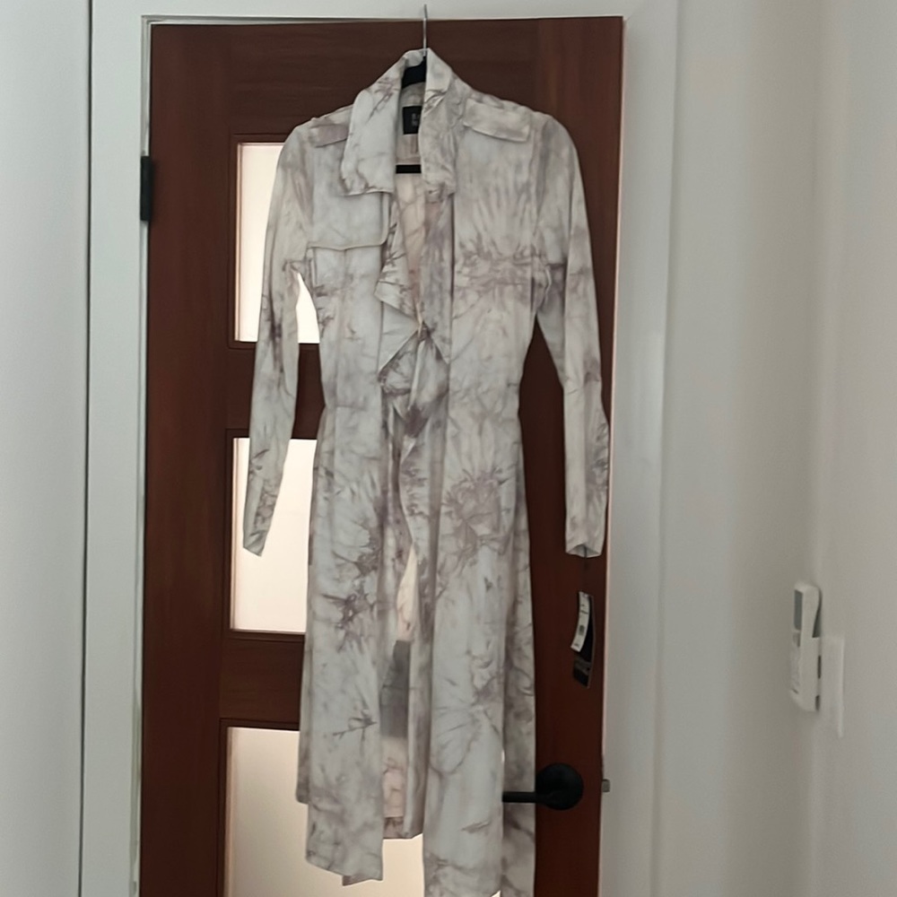 Badgley Mischka tie-dyed trench jacket